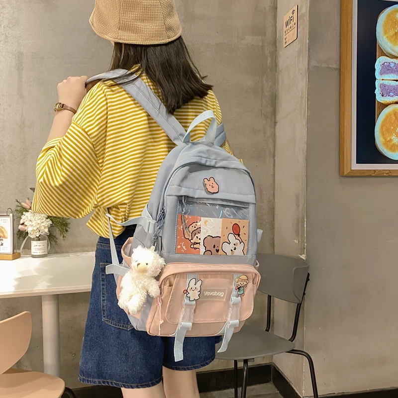 

Модный водонепроницаемый рюкзак для девочек-подростков, женская школьная сумка, нейлоновый черный милый студенческий рюкзак для книг, милый женский рюкзак, 2022