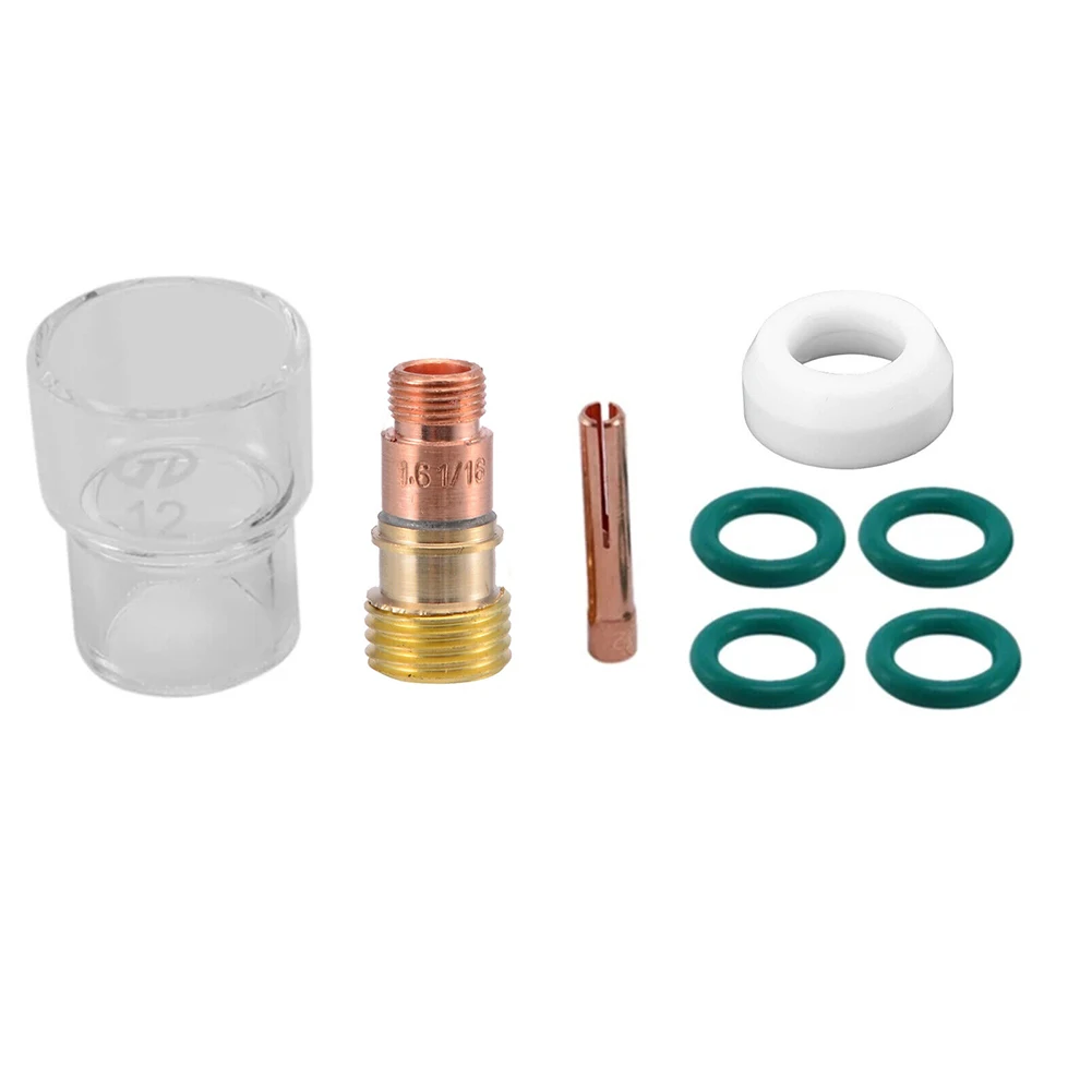 

8Pcs #12 Glass 10N25S Stubby Collet 3.2mm 1/8" Kit Torch TIG Welding Stubby Gas Lens #12 Torch Cup O Rings For WP-17/18/26