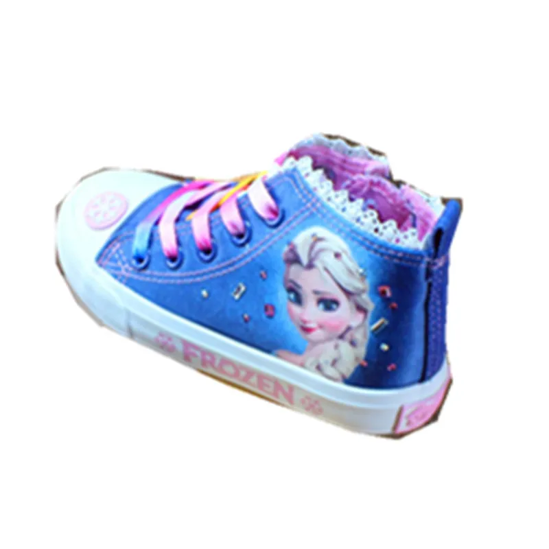 

Disney high-top casual shoes fashion autumn and winter canvas shoes frozen cartoon wild girl elsa shoes