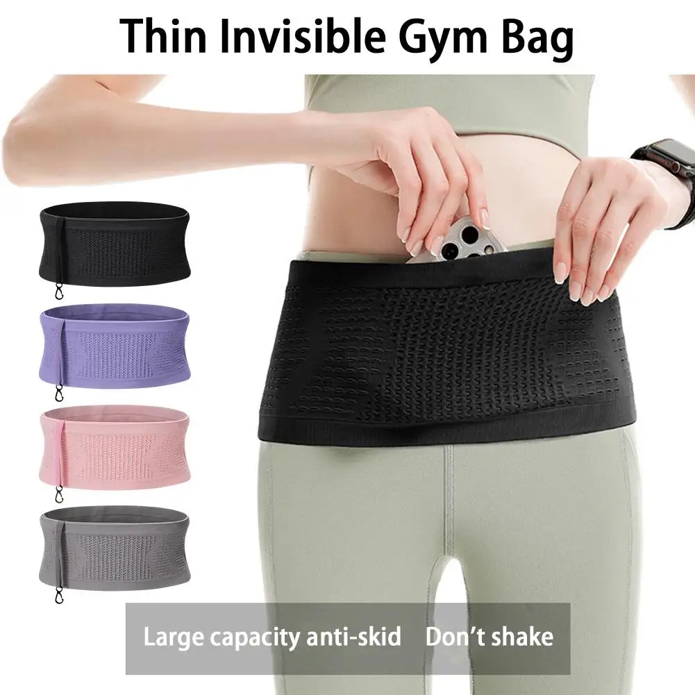 2023 Upgraded Fashion Seamless Invisible Running Waist Belt Bag Sports Pack Mobile Phone Bag Gym Fitness Jogging Run Cycling Bag