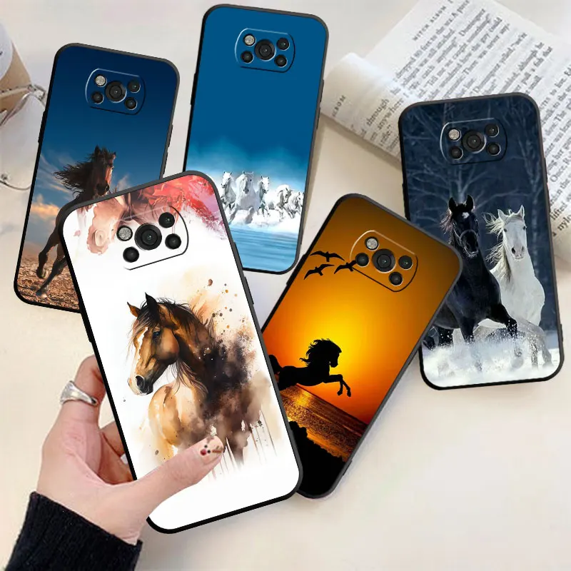 

Animal Running Horse Phone Case For Xiaomi Poco M5 X3 X4 X5 NFC M3 C40 Pro For MI 12 11 10T 12T Lite Note 10 TPU Cover Coque