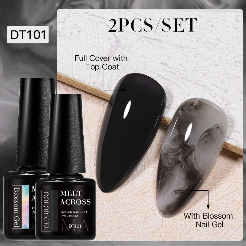 MEET ACROSS 2 шт. телесный розовый цветущий гель-набор для ногтей с цветущим эффектом