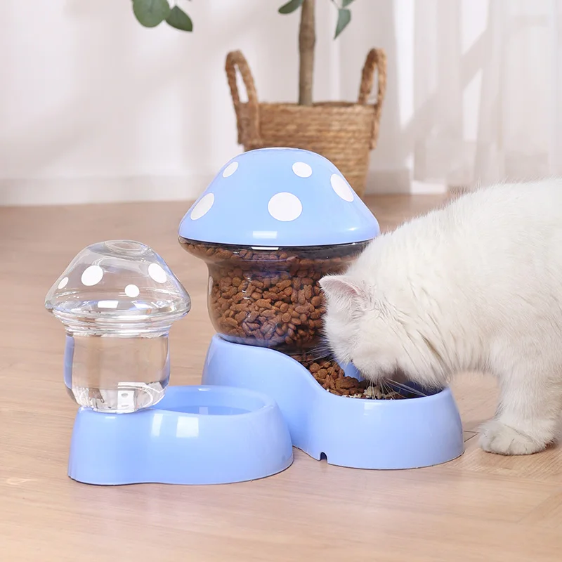 

2023NEW Mushroom Type Pet Cat Bowl 1.8L Automatic Feeder Pet Food Bowl Drinking Water Bottle Kitten Bowls Feeding Bowl for Dogs