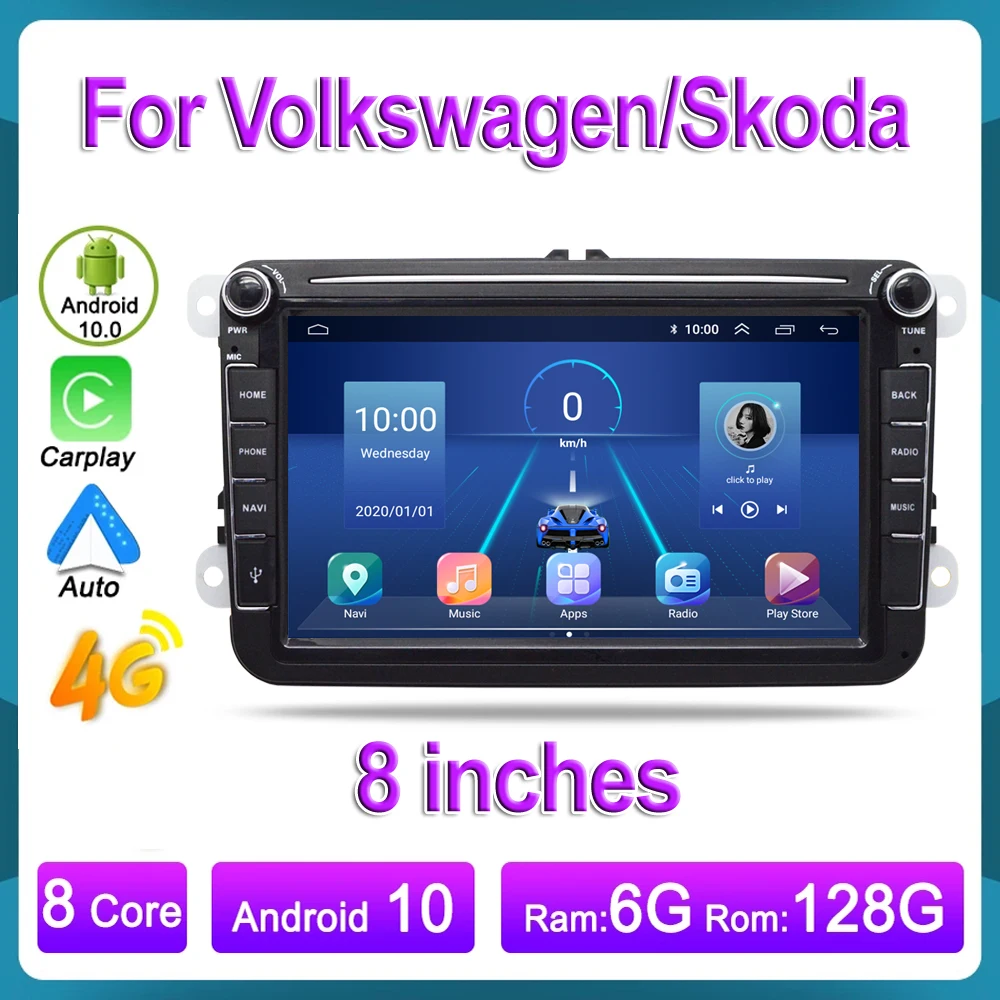 Автомагнитола 2DIN Android 10 мультимедийный плеер с GPS Wi-Fi 3G 4G для