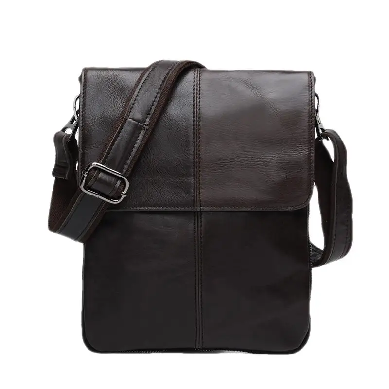 Luxury Genuine Leather Men Shoulder Bags Casual Fashion Messenger Crossbody Bag Retro Vertical Small Satchel Bag For Male