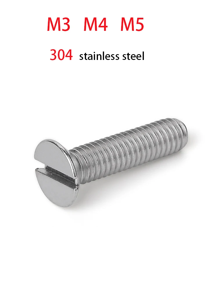 

10/20pcs M3 M4 M5 304 A2-70 stainless steel GB68 Metric Threaded Slotted Flat Countersunk Head Machine Screw Bolt