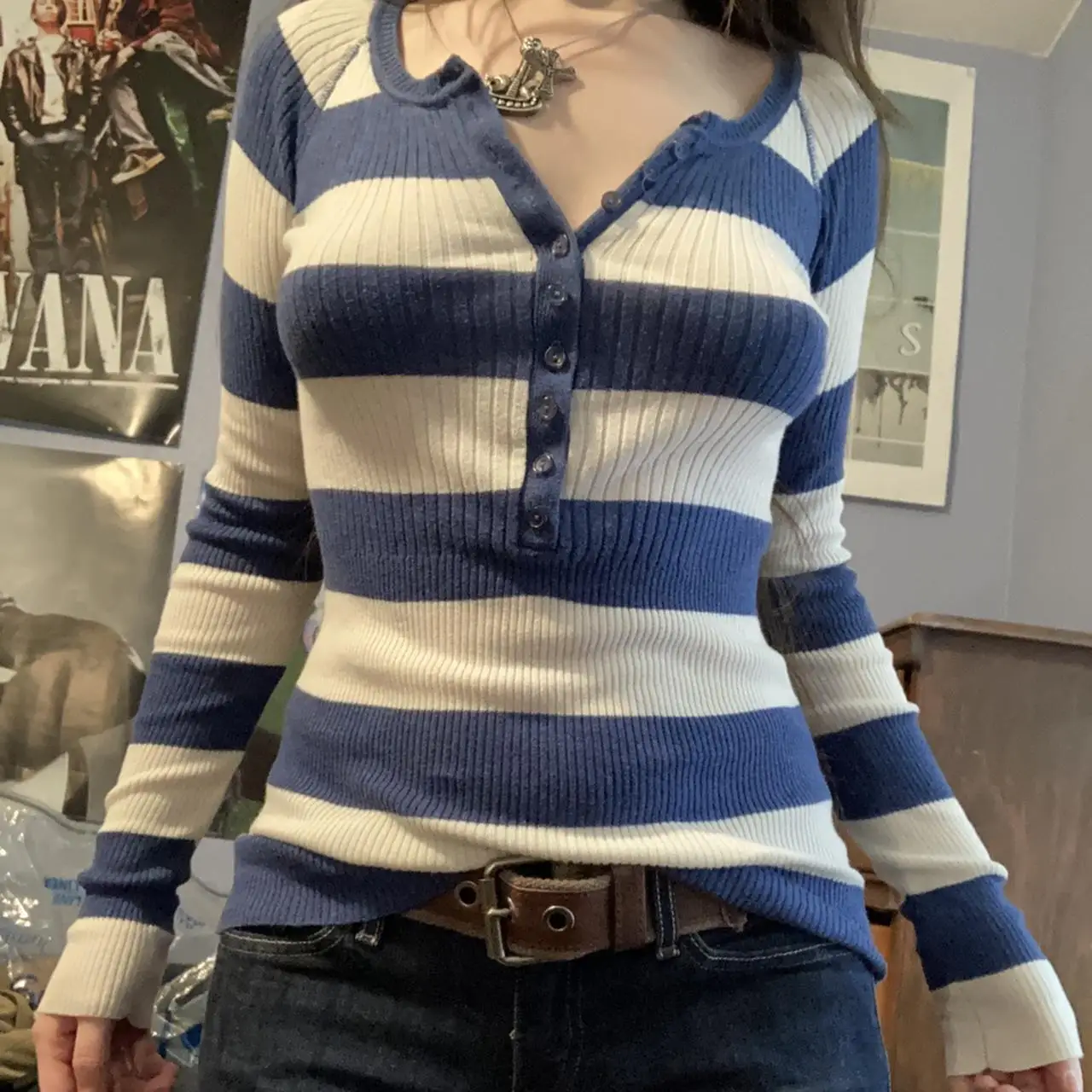 

Женский винтажный свитер в полоску, облегающий пуловер в стиле гранж, Модный трикотажный свитер в стиле 1920-х, 2000