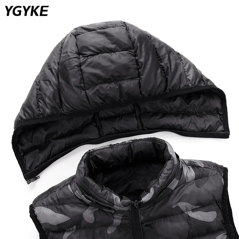 Lightweight Down Cotton Heating Vest Men's Autumn Winter USB Interface 3-Speed Heating Korean Version Trend Hooded Warm Jacket