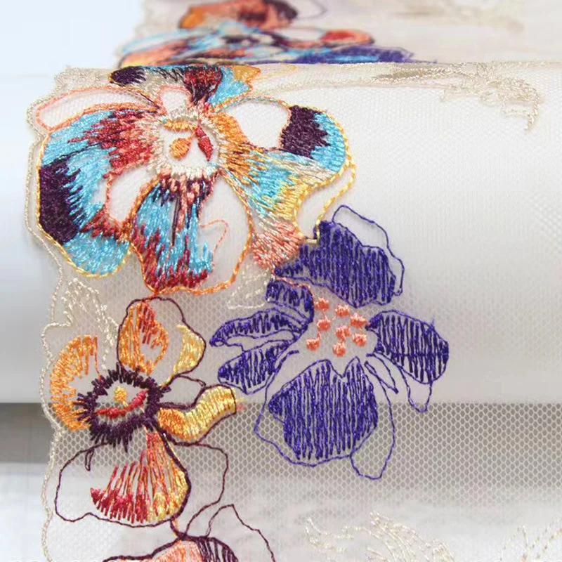 Вышитое нейлоновое кружево из полиэстера с красочным узором Marle для украшения