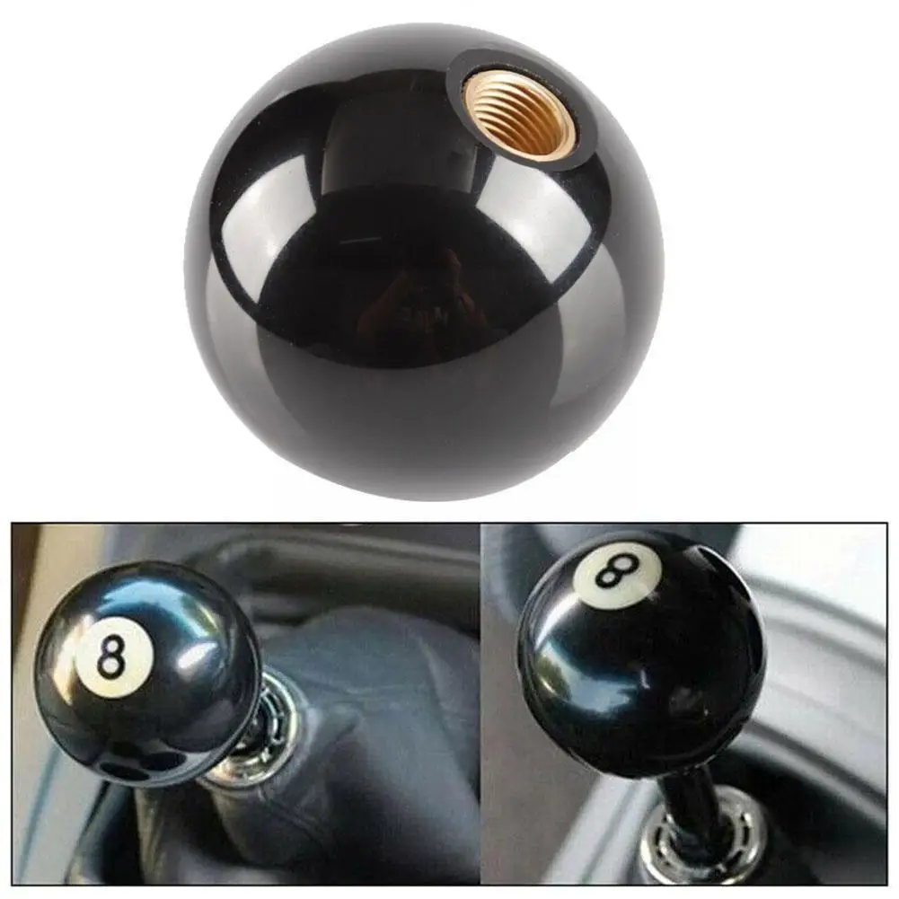 

8 Eight Pool Billiard Ball Gear Shift Knob w/ Adapter Shifter Universal Acrylic Vehicle High Black Head Lever Quality AT/MT X8E9