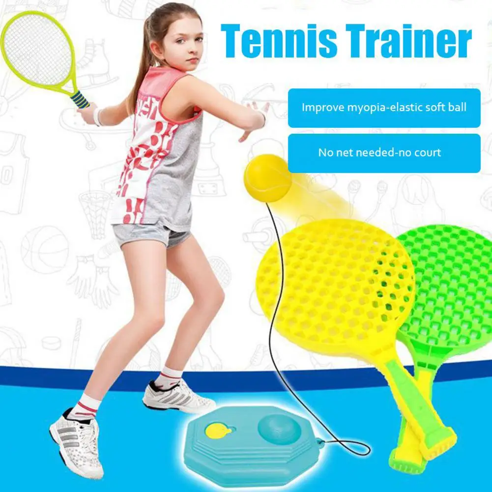 

1 Set Durable Tennis Trainer Plastic Tennis Rebounder Kit Easy to Carry Tennis Ball Rebounder Kit with Racket Ball Add Fun