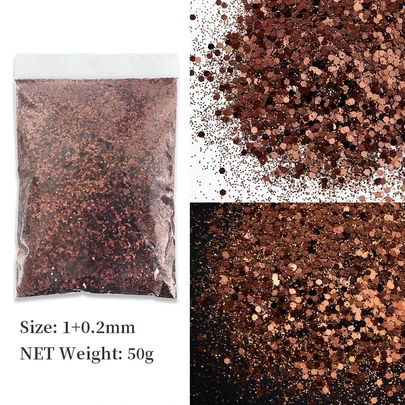 

50g Coffee Brown Glitter Epoxy Resin Filler DIY Resin Filling Materials Mix Hexagon Sequins moldes de silicona para resina epoxi