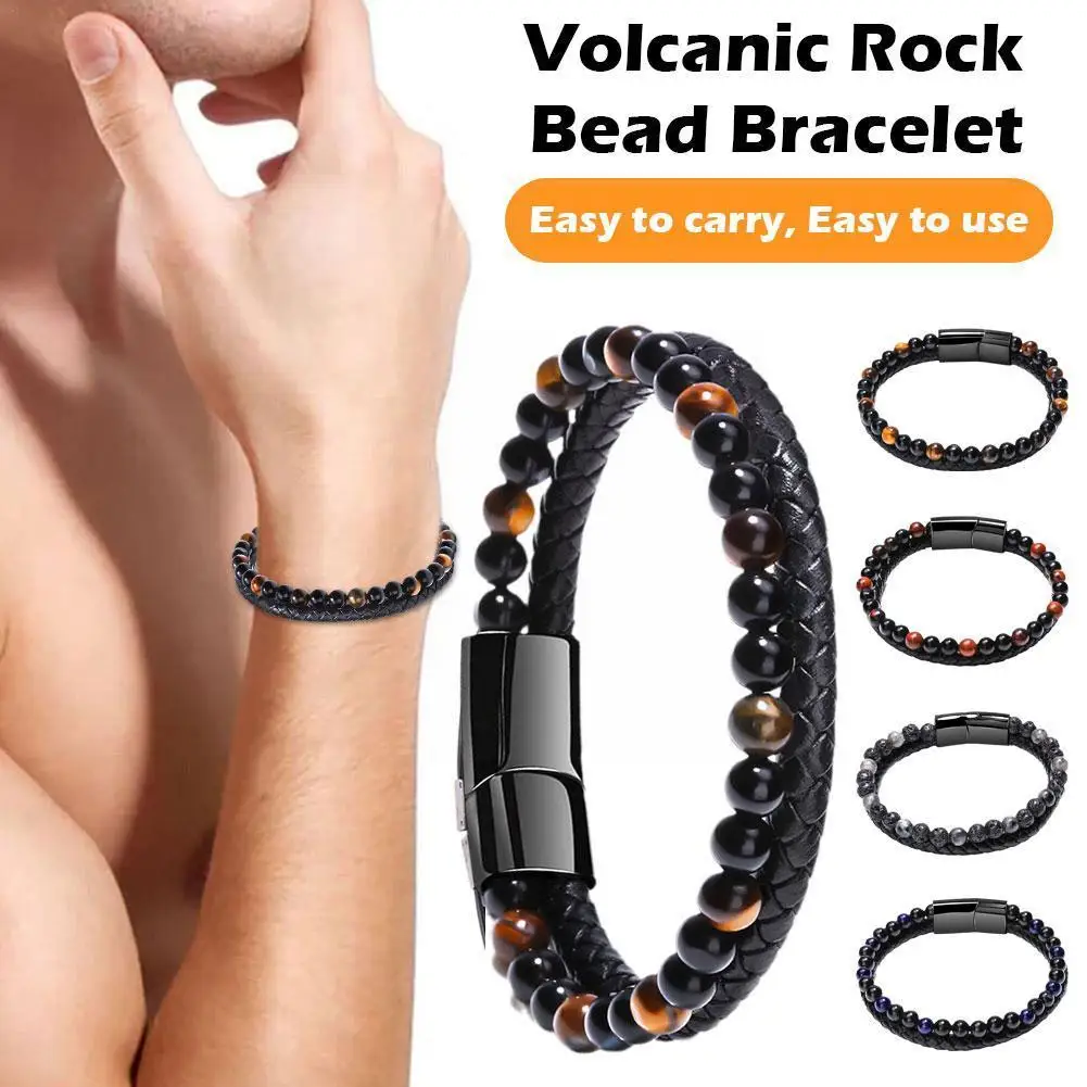 

21cm Humanic+ Pro MAXHematie Beaded Bracelets Women Men Bracelet Jewelry Elastic Tiger Leather Strand Yoga Eye Stone S8D5