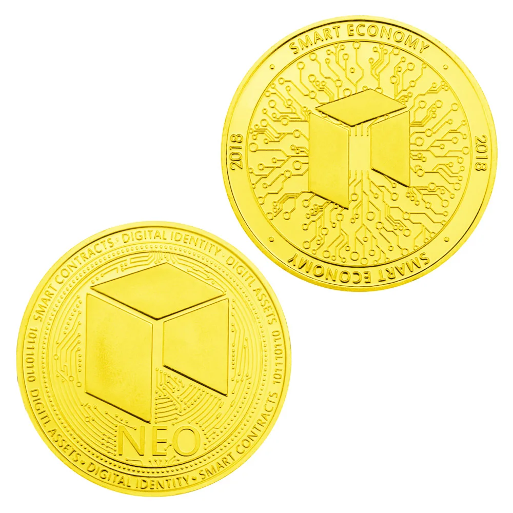 

1 шт., Нео сувенирная монета, позолоченная монета для криптовалюты, физическая коллекция, искусство, Нео умная экономичная памятная монета