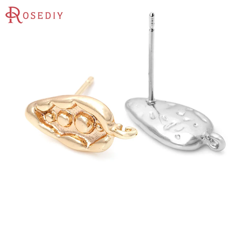 6 шт. латунные серьги-гвоздики неправильной формы 15 х7 мм