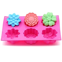 6 cavity flower shaped silicone diy handmade soap mold muffin moon cake cup cake non toxic heat resistant durable dropshipping