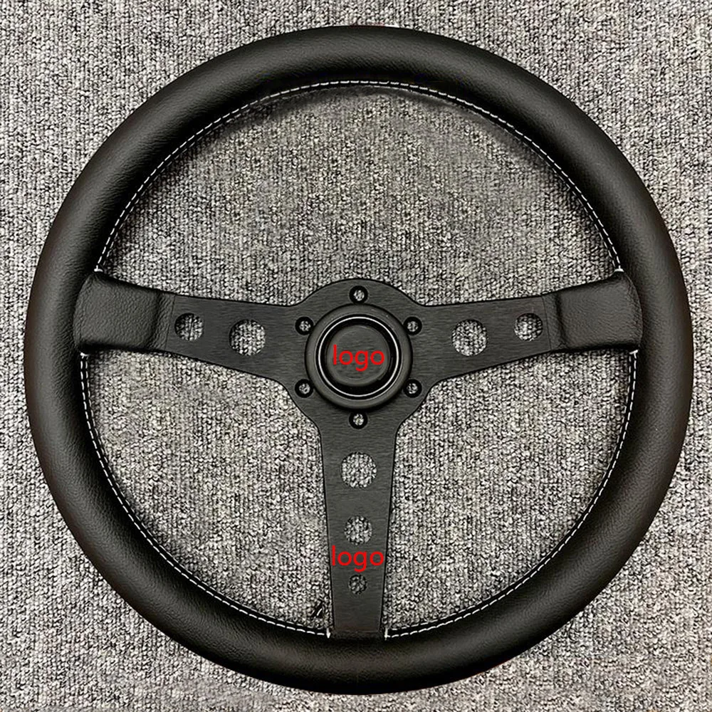 

Universal 14" inch Flat Bottom Racing Steering Wheel 350mm Classic Leather Steering Wheels