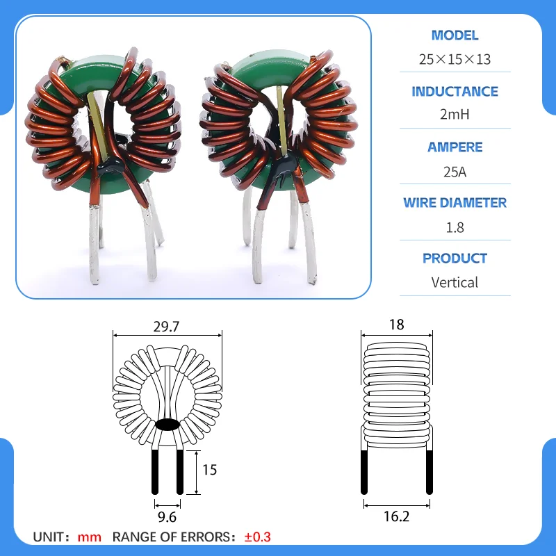 

Тороидальный индуктор 25x15x13
