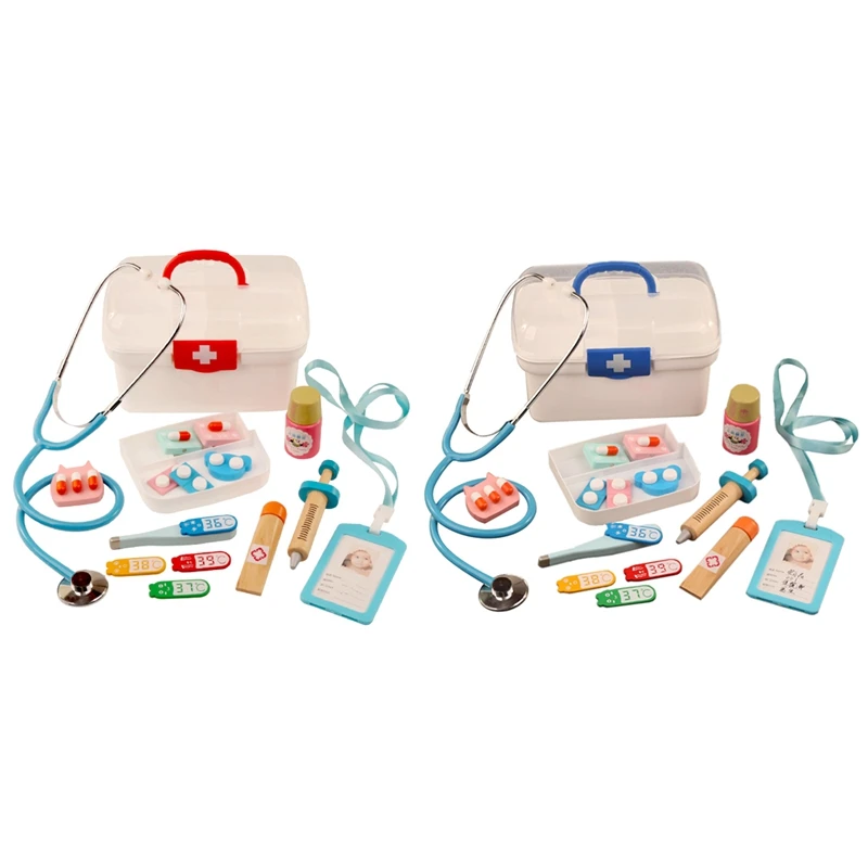 

16Pcs Children Pretend Play Toys Kids Wooden Kit Simulation Medicine Chest Set For Kids Interest Development Kits