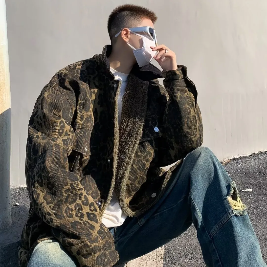 ARENS леопардовая стеганая куртка мужская зимняя модная двусторонняя имитация