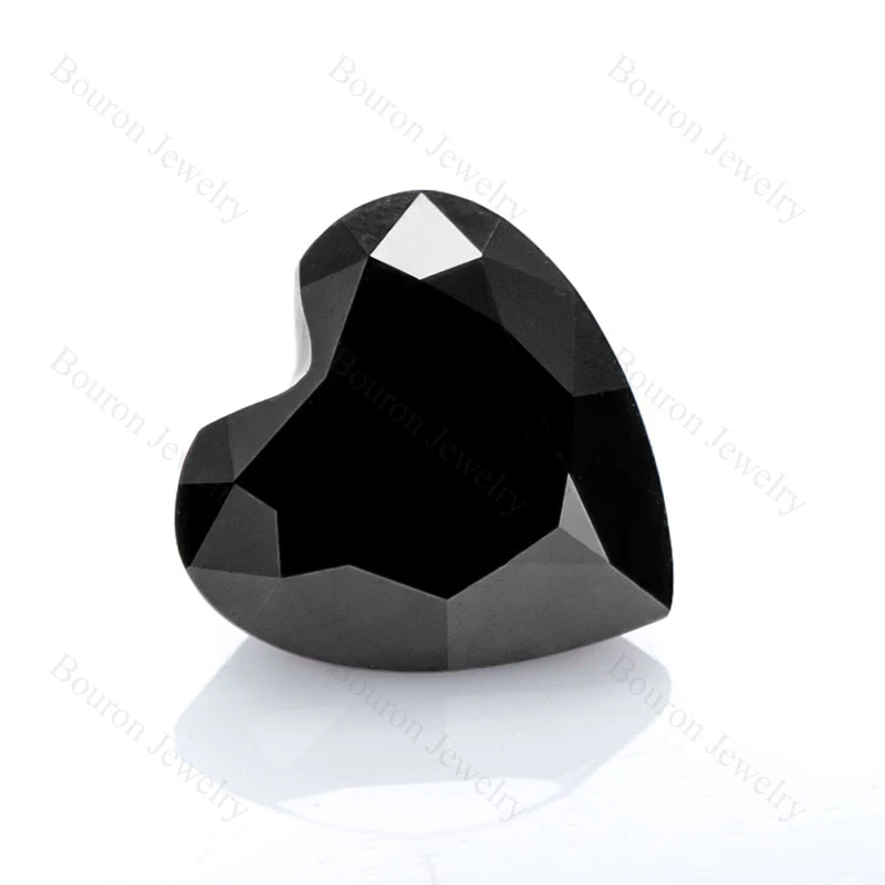 

100% Real Moissanite Heart Losoe Gemstone Black Stone Pass Diamond Test For Women Ring