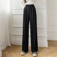 new wide leg pants womens loose straight pants female fashion trousers harajuku pants suit thin elastic waist pants women 107h