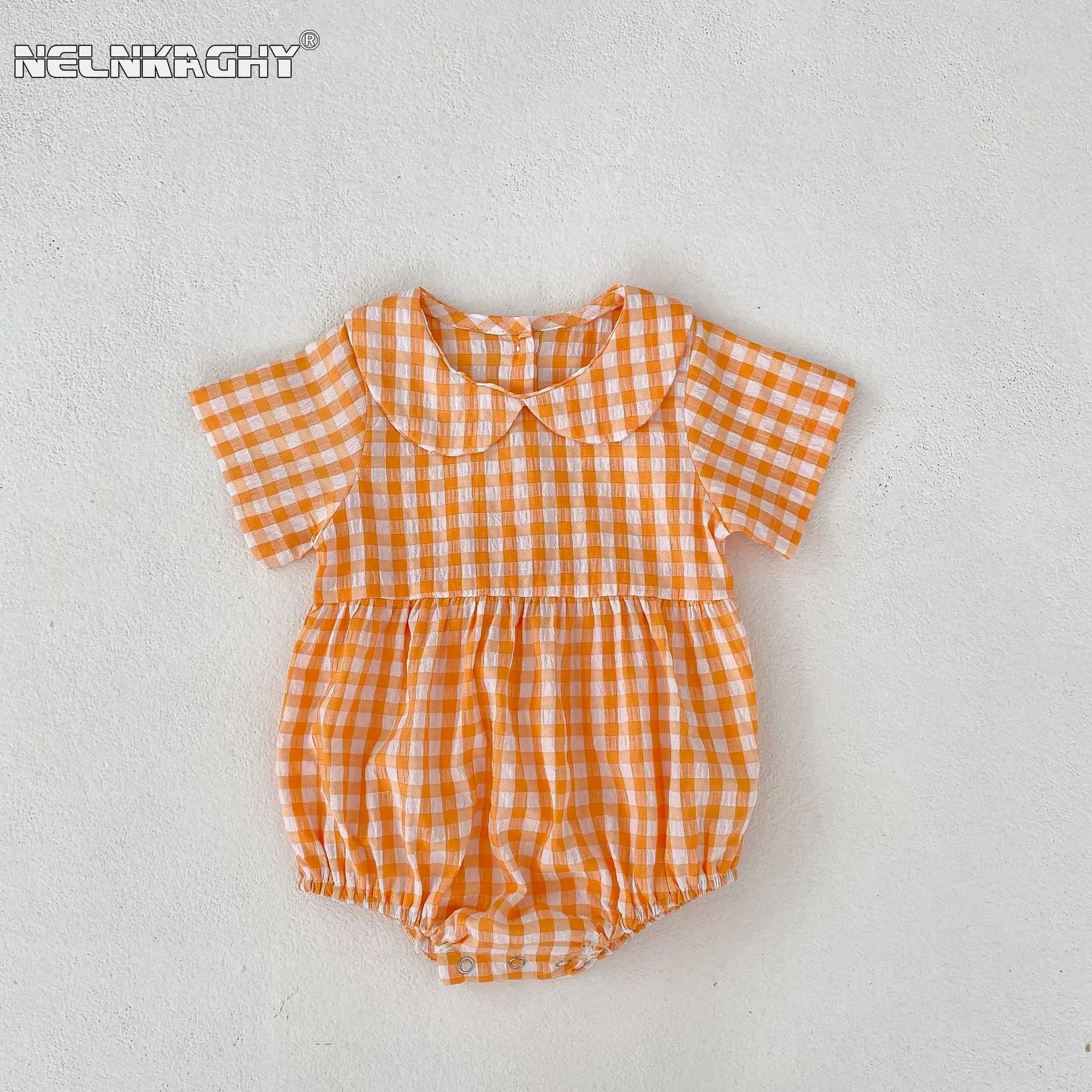 Newborn Baby Princess Short Sleeve Peter Pan Collar Outwear Infant Kids Girls Cotton One-pieces Bodysuits Toddler Clothing 유아복