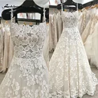 Женское свадебное платье с цветочным кружевом, ТРАПЕЦИЕВИДНОЕ платье принцессы с квадратным вырезом на бретельках и открытой спиной, модель 2022