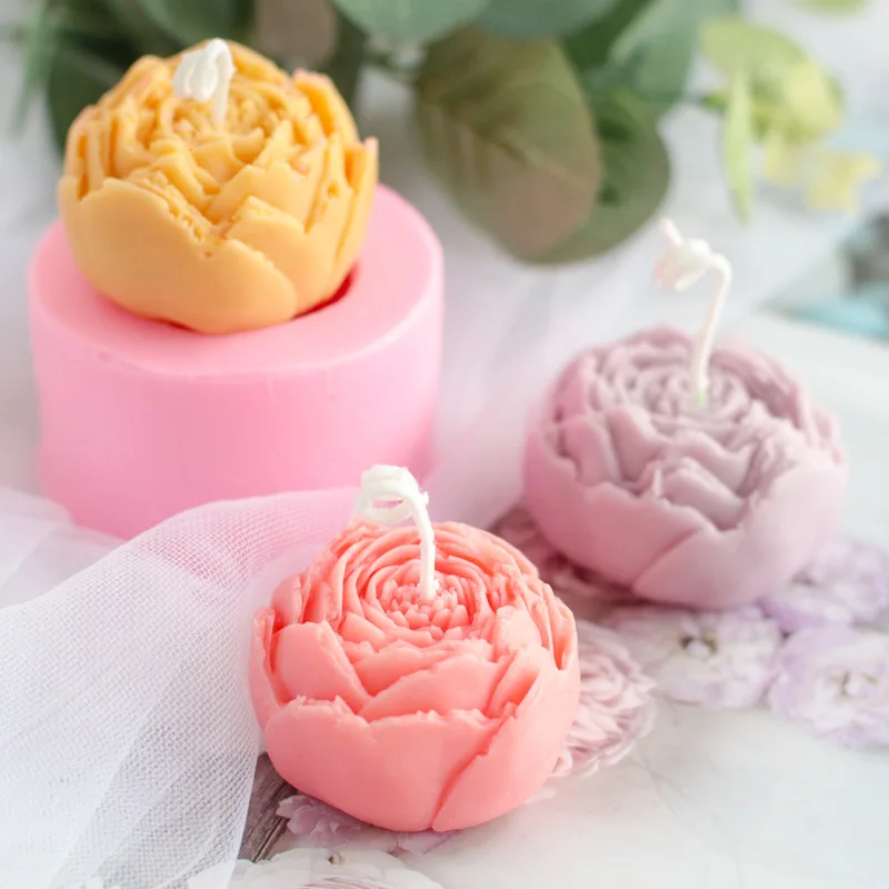 

Diy Rose Candle Mold Silicone Wax Melt Flower Resin Beeswax Arts Crafts Clay Cake Mould for Candle Making