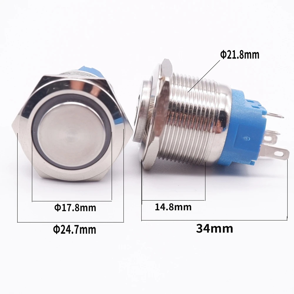 Металлический кнопочный выключатель круглый переключатель с высокой головкой и