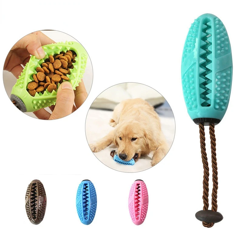 

Interactive Rubber Dog Toy Ball Puppy Chew Toy Dog Food Dispenser Bite-Resistant Cleaning Teeth Pet Training Ball Toys For Dogs