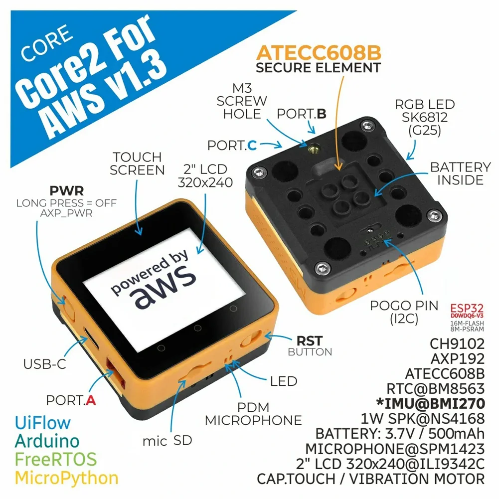 Фото Комплект для разработки AAsales Core2 V1.3 для проектов IoT и обеспечения безопасности, включая базовый модуль Bottom2 V1.3 №1