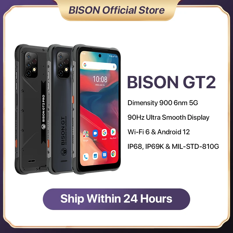 

UMIDIGI BISON GT2 PRO Android 12 Rugged Smartphone Helio G95 6.5" FHD+ NFC 64MP Camera 6150 mAh Battery Phone