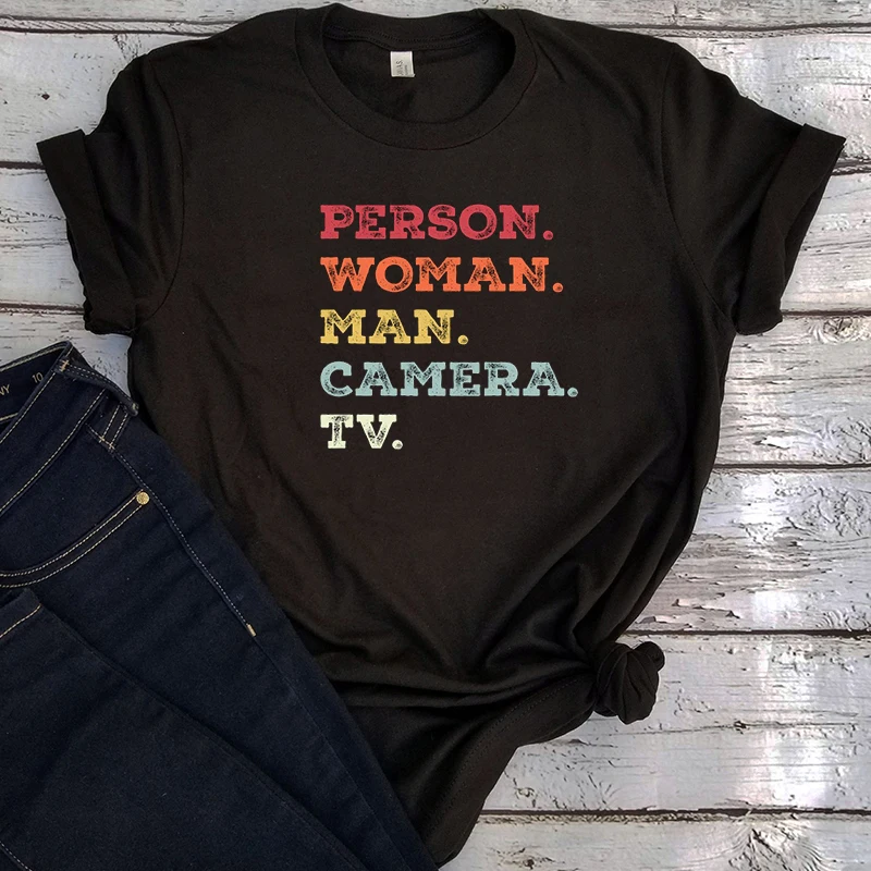 

Person Woman Man Camera TV Shirt Graphic Tees Trump 2022 New Clothes P Women Trump's Crazy Cognitive Test Tshirt Streetwear