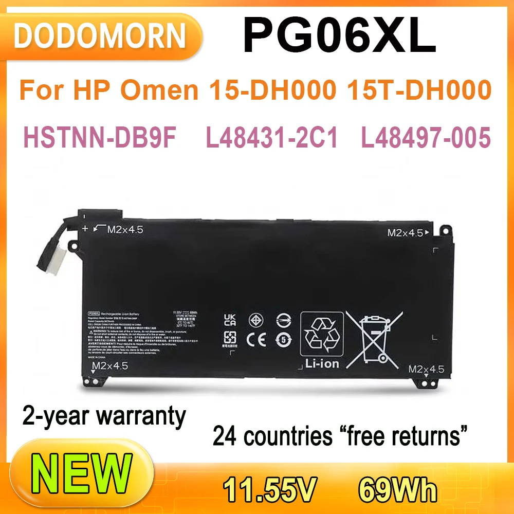 Фото PG06XL новая литий-ионная аккумуляторная батарея для ноутбука HP Omen 15-DH000 15T-DH000 HSTNN-DB9F L48431-2C1 L48497-005, гарантия 2 года №1