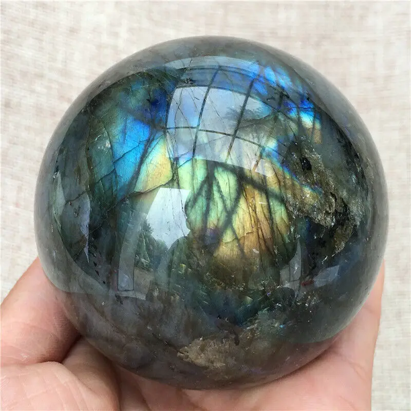 

Natural Labradorite Quartz Moonlight Crystal Ball Stone Healing