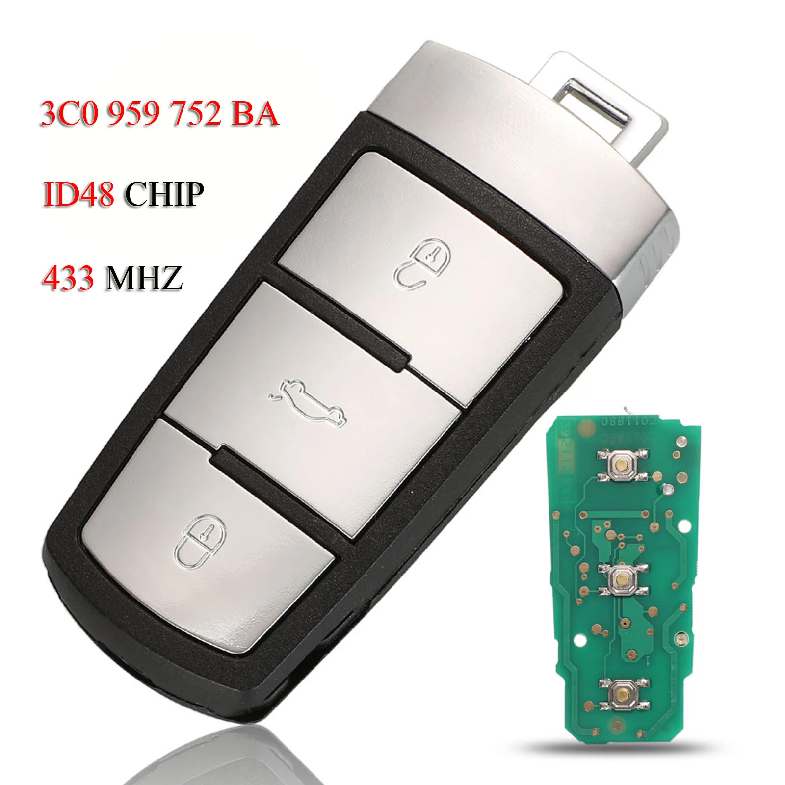 

Jingyuqin 3C 0959752 BA Дистанционный Ключ От Автомобиля Для VW Volkswagen Passat B6 3C B7 Magotan CC Half Smart 3 Кнопки 433...