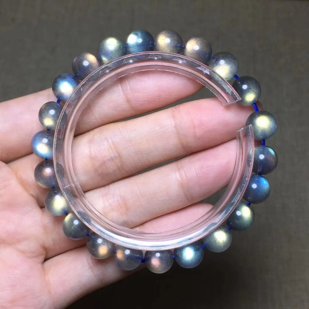 

8mm Natural Labradorite Bracelet For Women Men Gift Energy Stone Colorful Lights Moonstone Beads Crystal Strands Jewelry AAAAA