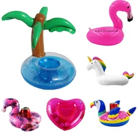 5pcs inflatable floating cup holder flamingo unicorn beer drink bar coaster swimming pool float bathing pool toy party decoratio