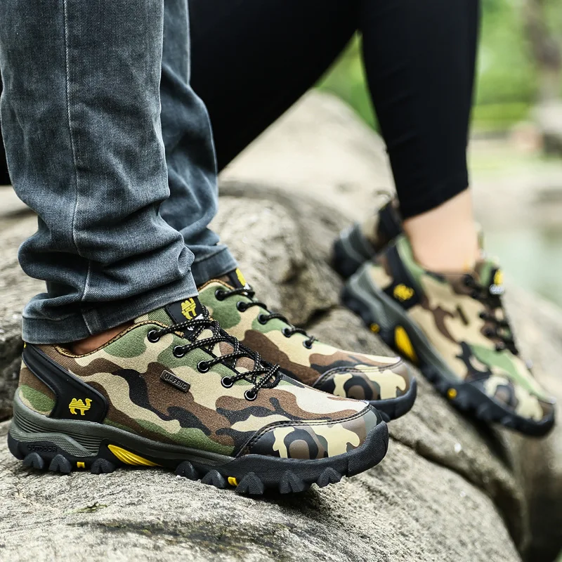 CAMEL JINGE Fashion Camouflage Trekking Hiking Shoes Men Waterproof Sneakers Men Couple Outdoor Breathable Climbing Tourism Shoe