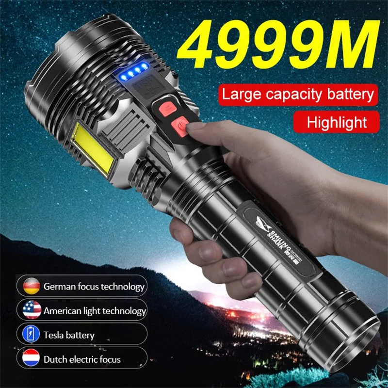 

Portable Powerful Flashlight Ultra Bright Torch USB Rechargeable High power led flashlights Outdoor Camping Hunting Flashlight
