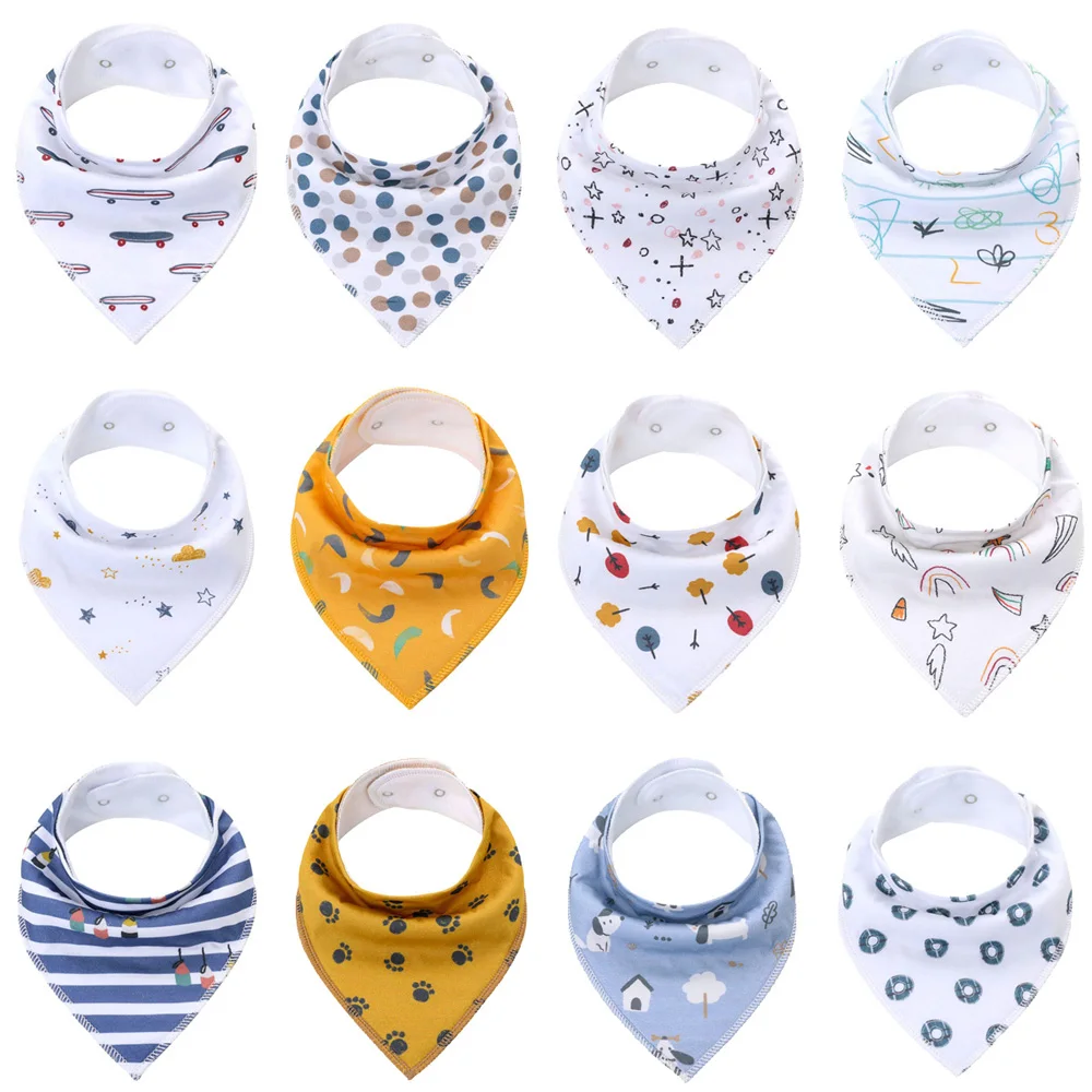 100% Cotton Baby Bandana Bibs for Boys and Girls Super Soft Unisex Feeding Bibs Absorbent Saliva Towel Fashion Newborn Bibs