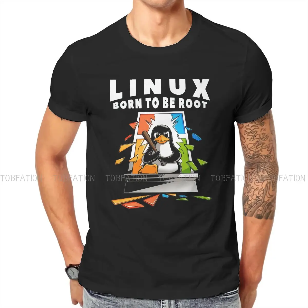 

Linux Operating System Tux Penguin Newest TShirt for Men Window Crash Root Illustration T Shirt Gift Clothes Streetwear