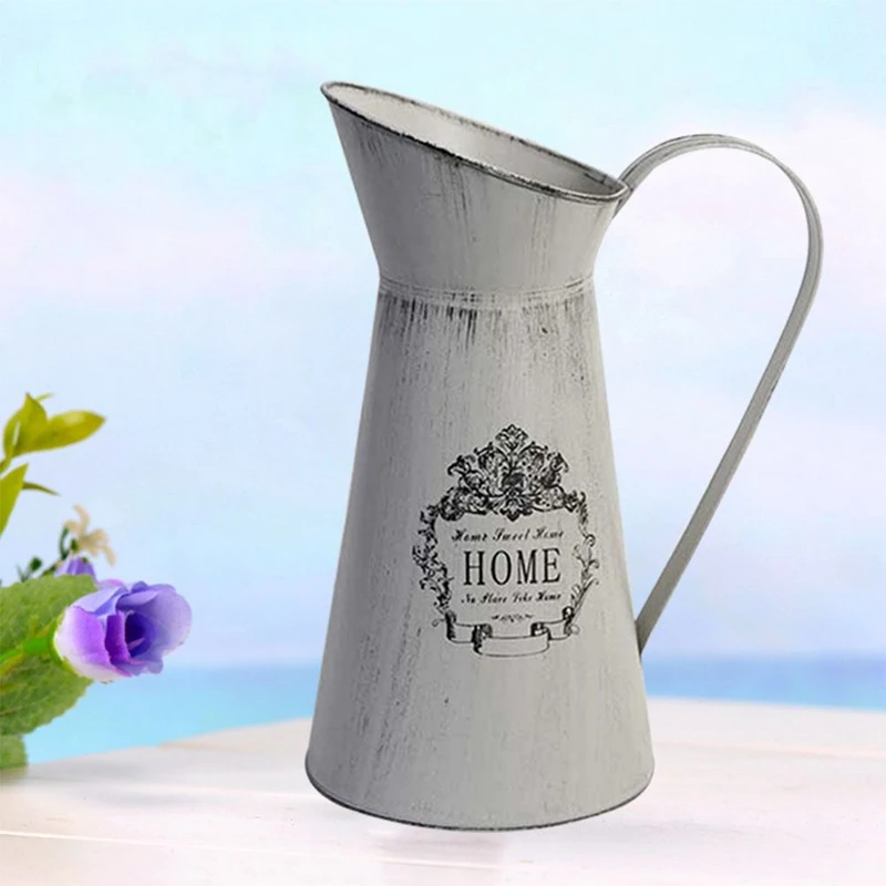 

Креативный потрепанный шикарный металлический кувшин в деревенском стиле, Цветочная ваза, кувшин, портативный кувшин для свадебной вечери...