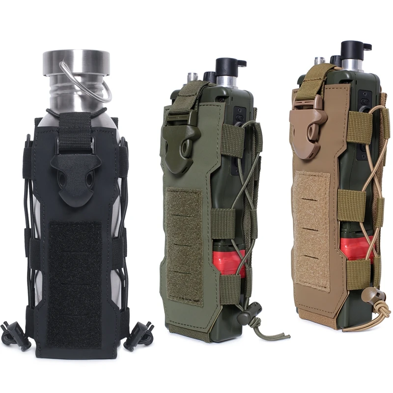 

Tactical Water Bottle Pouch Molle Water Bag Adjustable Drawstring Bottle Holder Travel Mesh Waist Bag for Camping Hiking Cycling