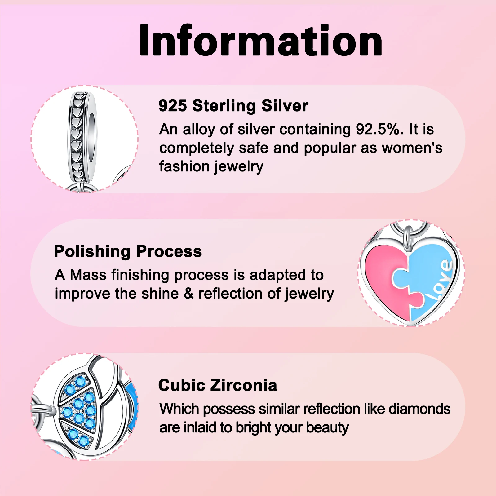 Женский браслет из серебра 925 пробы с подвеской-шармом
