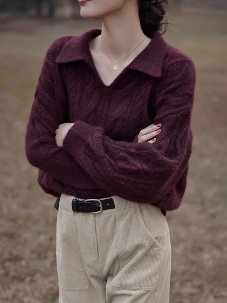 Свитер женский в стиле ретро французская тонкая трикотажная одежда свободного