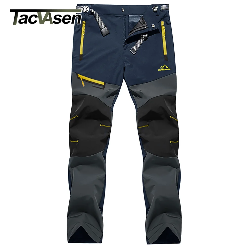 

TACVASEN 4 Season Breathable Mens Tactical Pants Fishing Hiking Camping Waterproof No Fleece Pants Zipper Pocket Casual Trousers