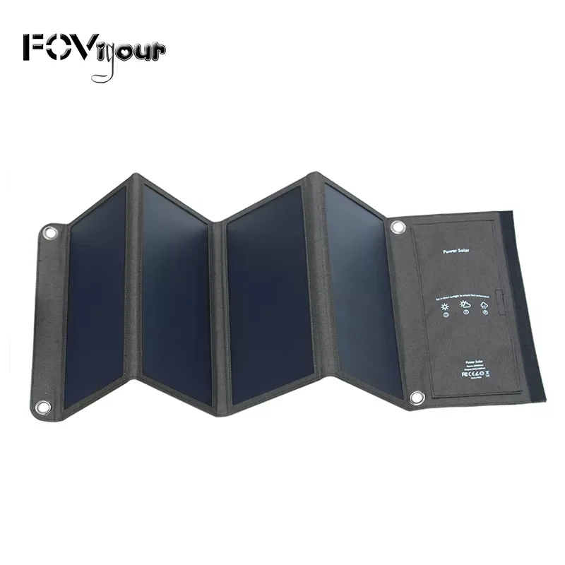 

2023New Fovigour Waterproof Portable 28W Solar Charger with Dual USB Ports for Mobile Phone