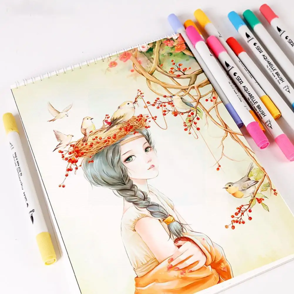 

1 Pcs Art Markers Watercolor Brush Pen Double Manga Sketch Marker Pens For Drawing Art Supplies Paint Dual Tip Pen B5o0